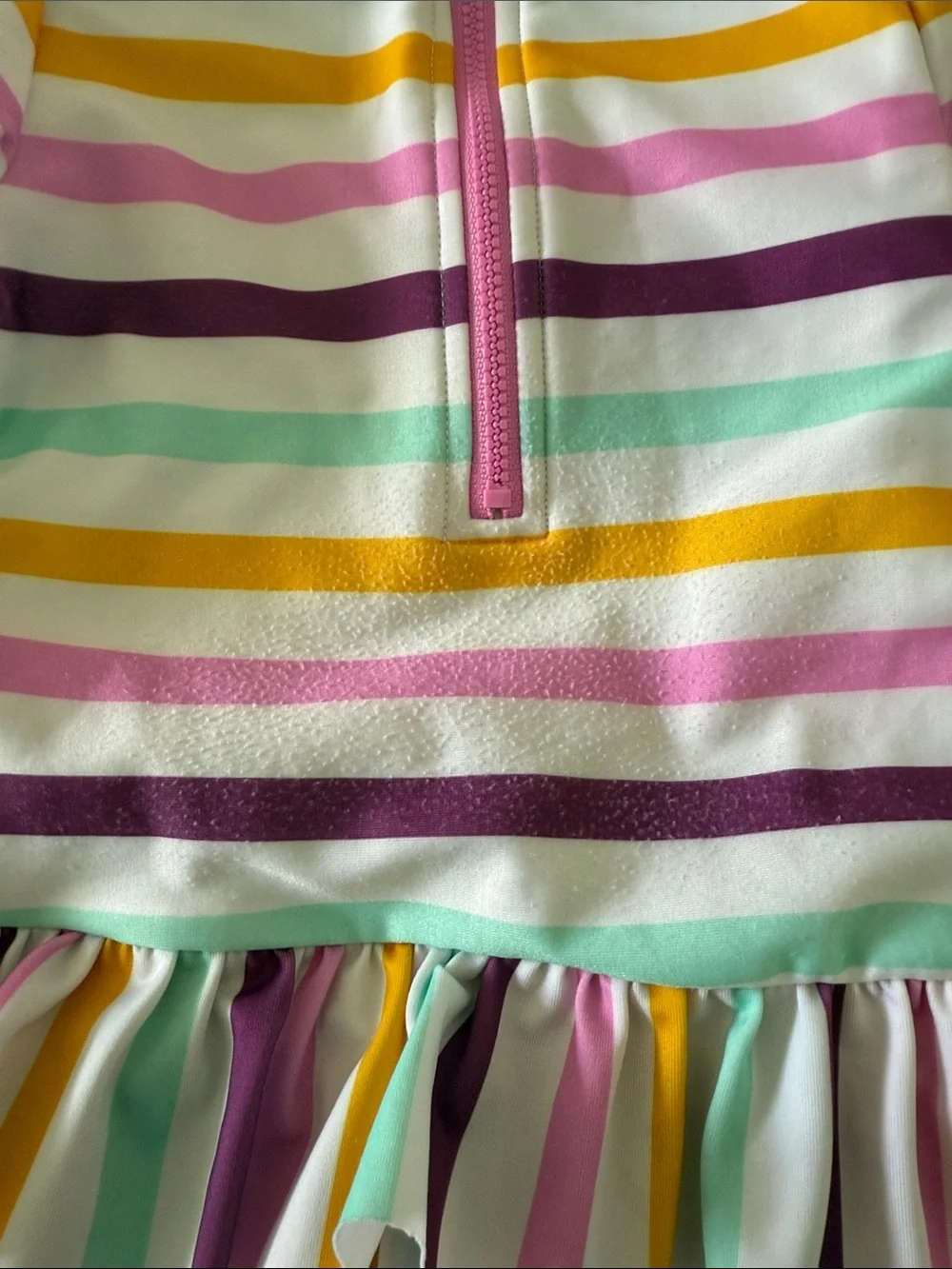 Girls' Long Sleeve Striped Rash Guard Swimsuit - Pink, Purple, Yellow, Mint